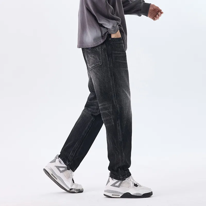 HIPANDA Jeans Men Gray Black-4