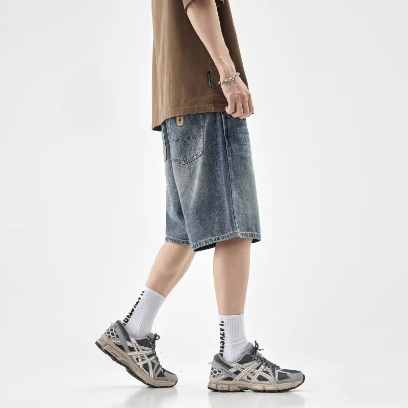 HIPANDA Denim Shorts Men's Nostalgic Blue-4