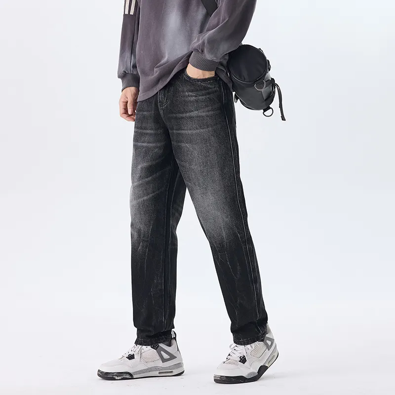 HIPANDA Jeans Men Gray Black-6