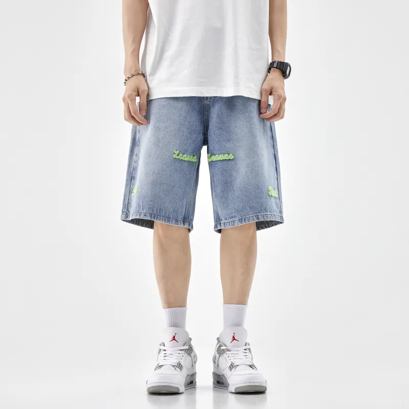 HIPANDA Denim Shorts Men's Light Blue-2