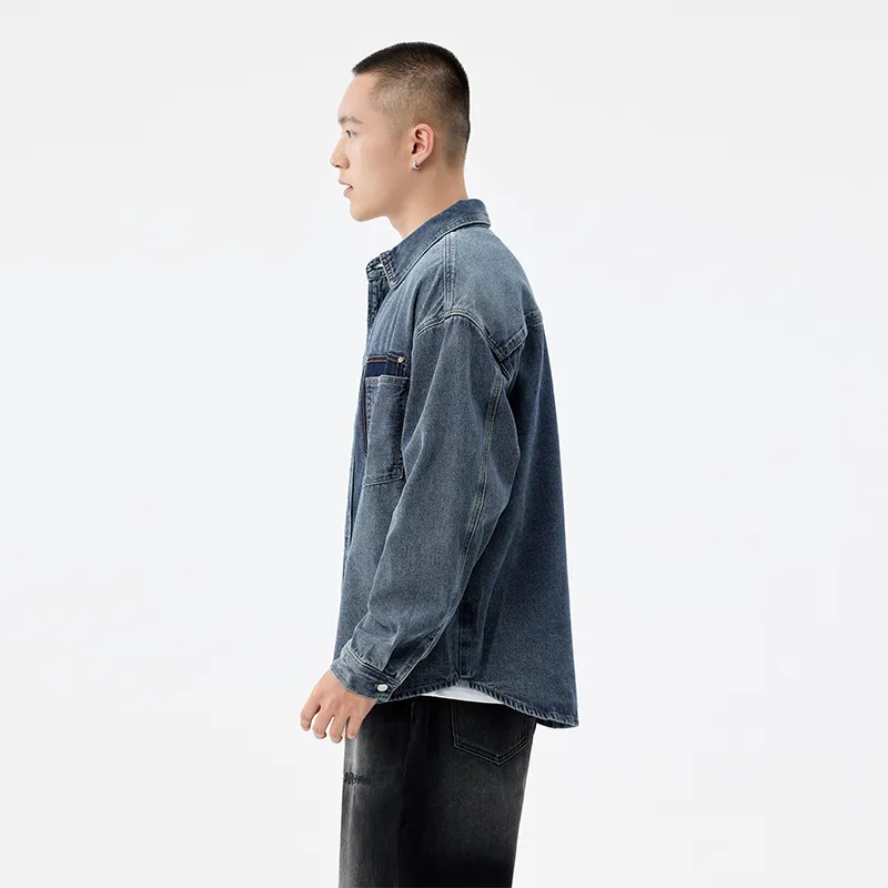 HIPANDA Denim Jacket Men's Blue-4