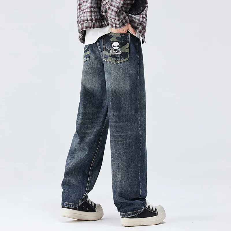 HIPANDA Jeans Men Blue Gray-5