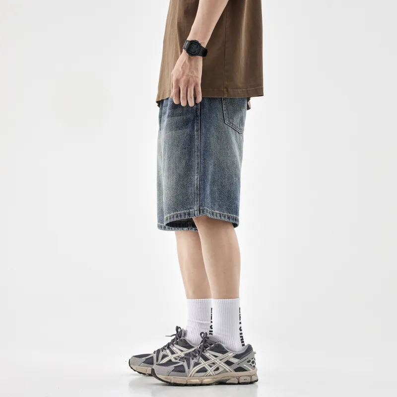 HIPANDA Denim Shorts Men's Nostalgic Blue-6