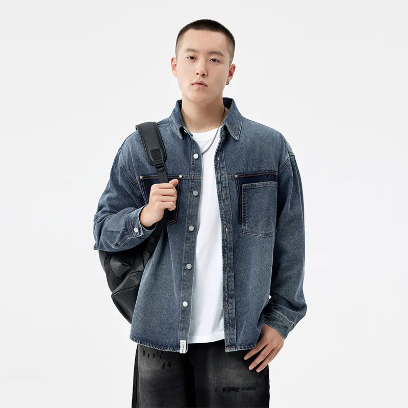 HIPANDA Denim Jacket Men's Blue-6