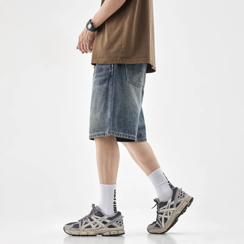 HIPANDA Denim Shorts Men's Nostalgic Blue-7