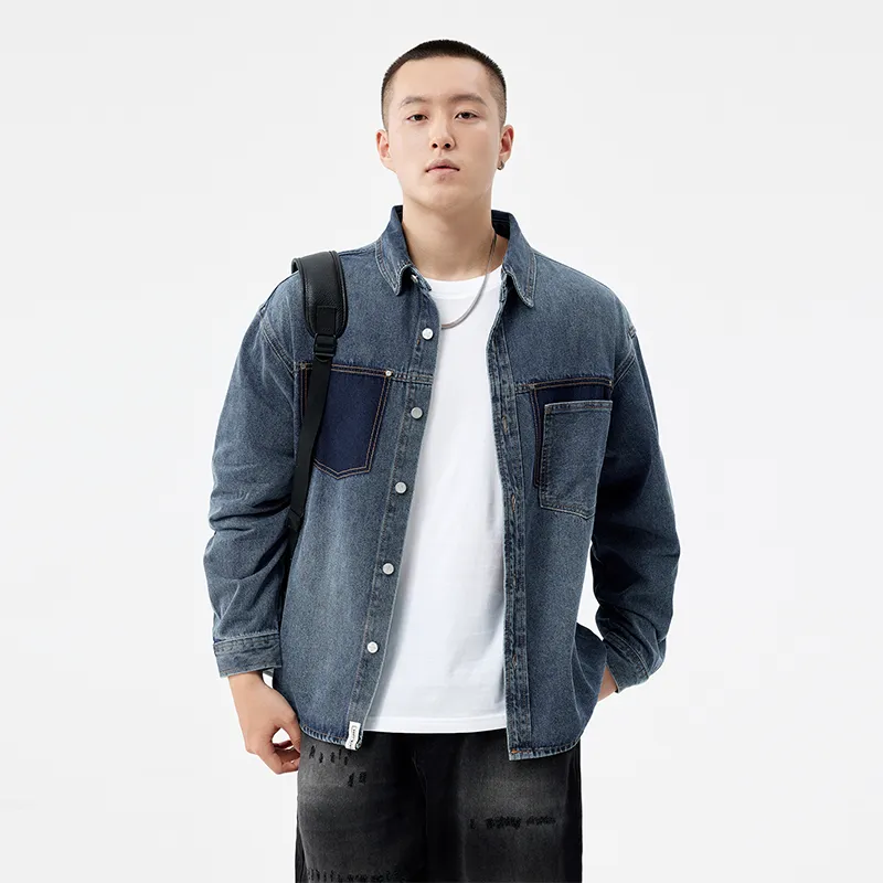 HIPANDA Denim Jacket Men's Blue-7