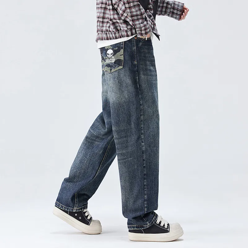 HIPANDA Jeans Men Blue Gray-1
