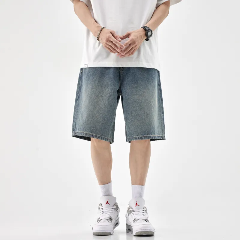 HIPANDA Denim Shorts Men's Nostalgic Blue-3