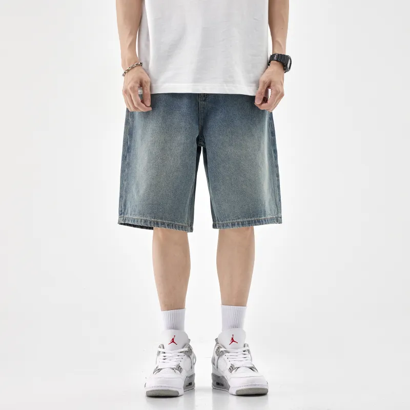 HIPANDA Denim Shorts Men's Nostalgic Blue-2