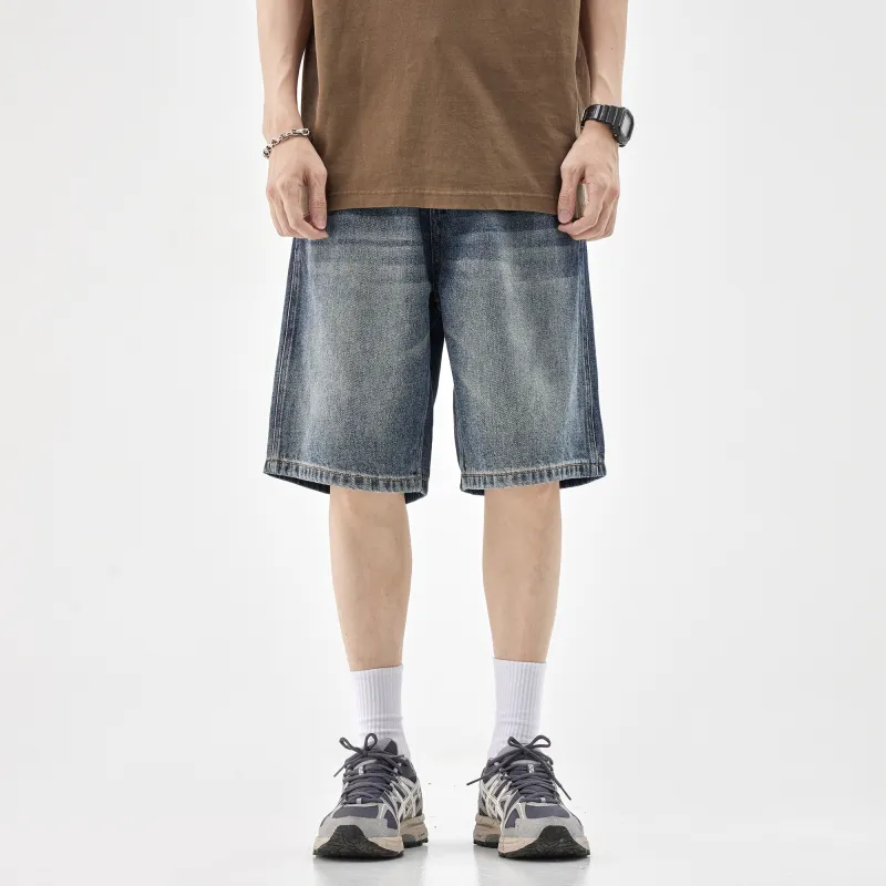 HIPANDA Denim Shorts Men's Nostalgic Blue-2