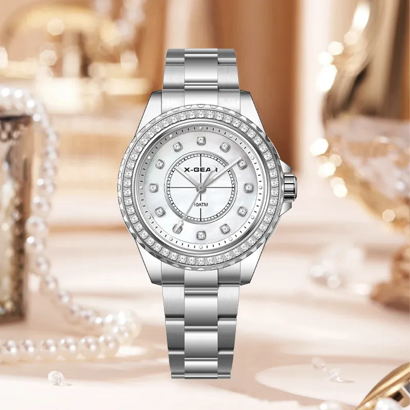 X-GEAR Automatic Mechanical Movement Alloy Strap Watch Women's Watch White Dial-4