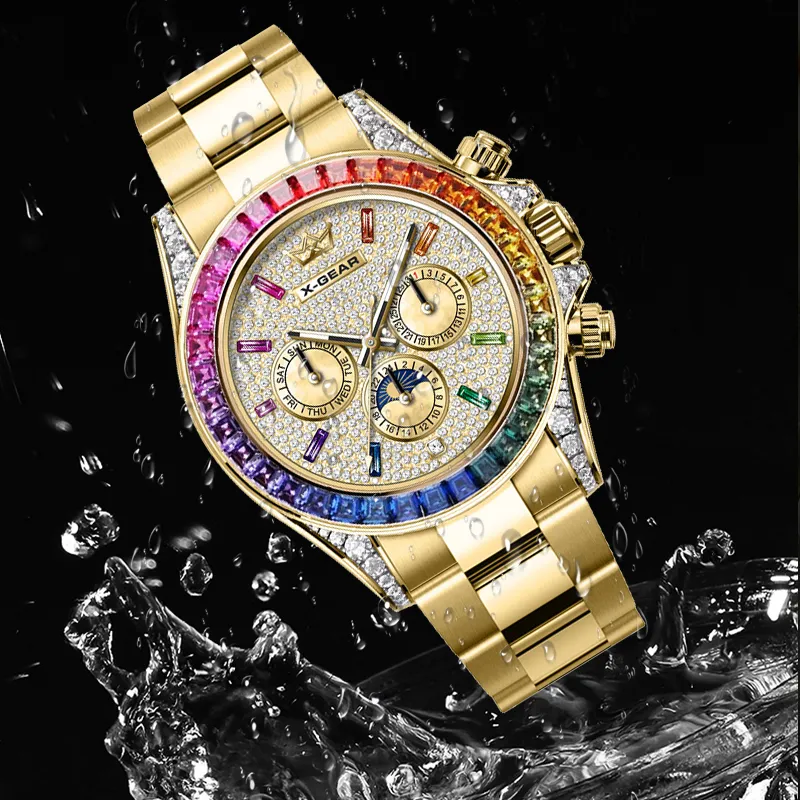 X GEAR Automatic Mechanical Movement Stainless Steel Watchband Watch Men's Watches Gold Dial-2