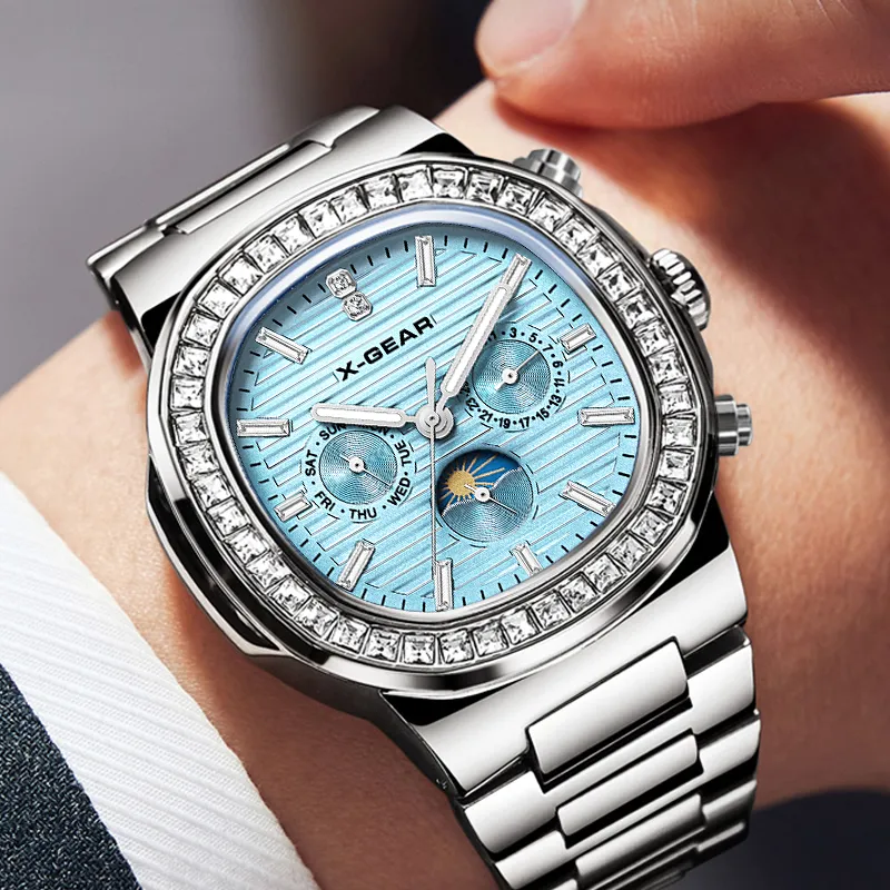 X GEAR Automatic Mechanical Movement Stainless Steel Watchband Watch Men's Watches Blue Dial-1