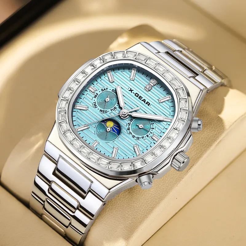X GEAR Automatic Mechanical Movement Stainless Steel Watchband Watch Men's Watches Blue Dial-4