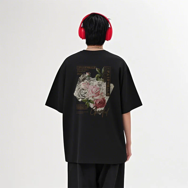FAIRWHALE Drop Shoulder Sleeve T Shirt Unisex-2