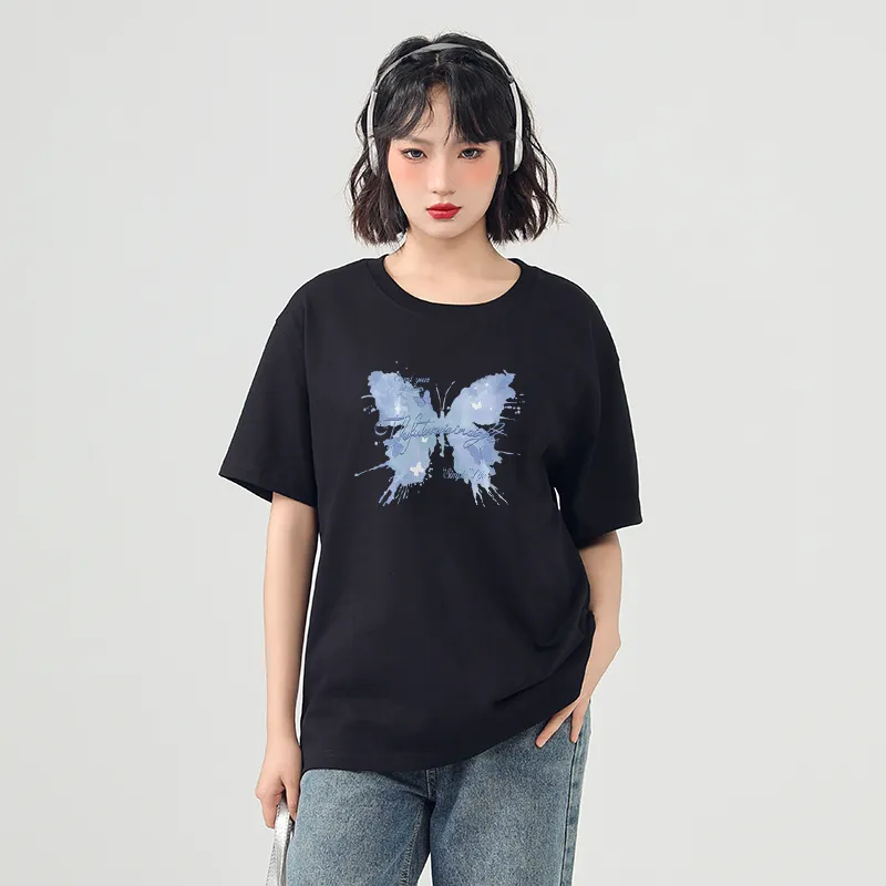 Cotton Drop Shoulder Sleeve T Shirt Women's-6