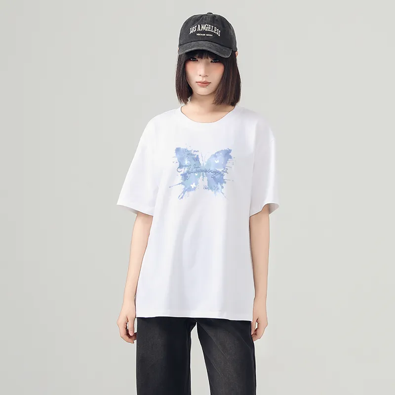 Cotton Drop Shoulder Sleeve T Shirt Women's-2