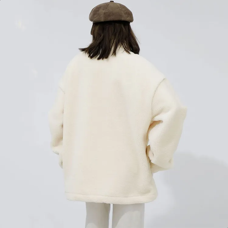 Cotton Velvet feel Coat Unisex Beige-1