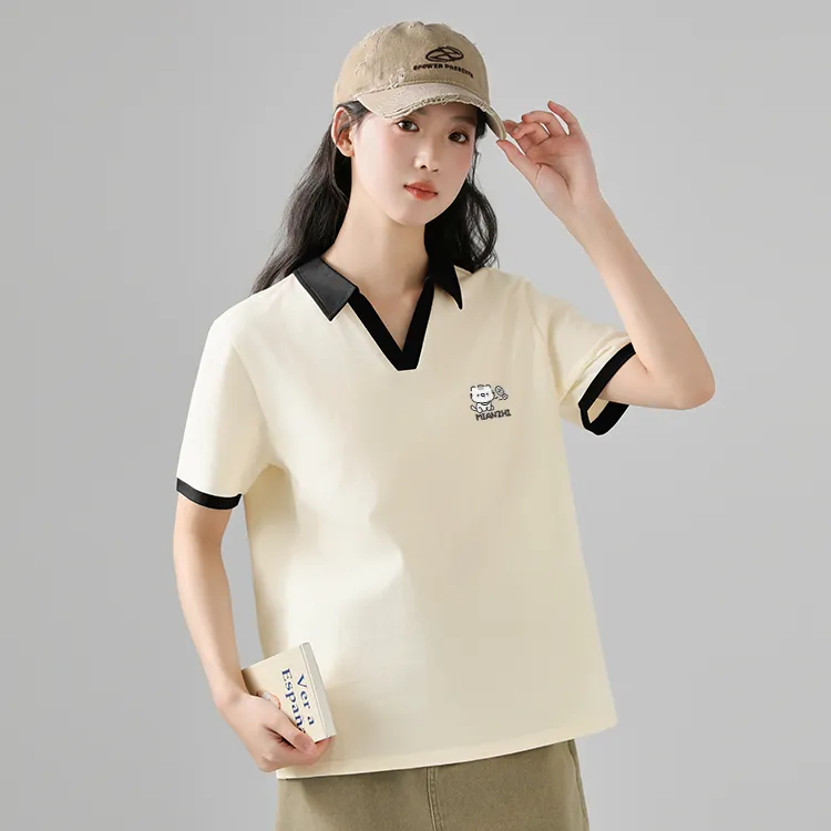 Cotton Polo Shirts Women's-4