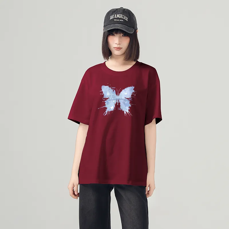 Cotton Drop Shoulder Sleeve T Shirt Women's-26