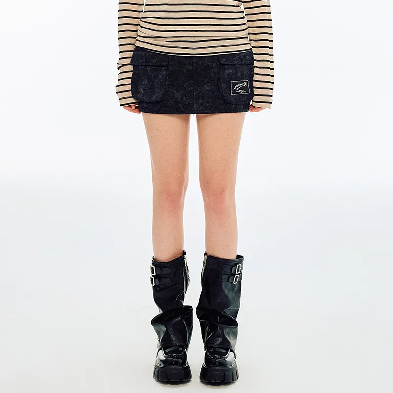 ANDREA MARTIN Cargo Short Skirts Women's Black-2
