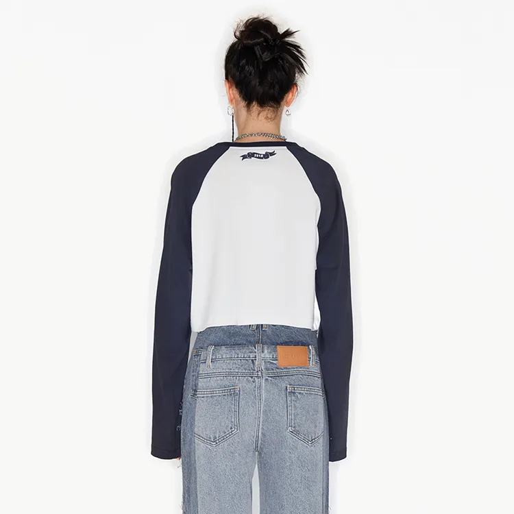 ANDREA MARTIN Raglan Sleeve T Shirt Women's Navy Blue-2