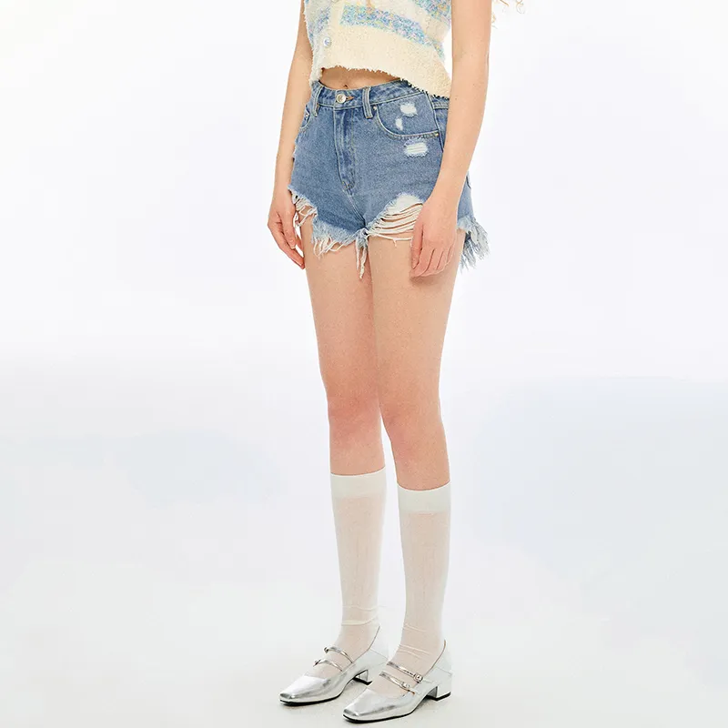 ANDREA MARTIN Denim Shorts Women's Blue-3