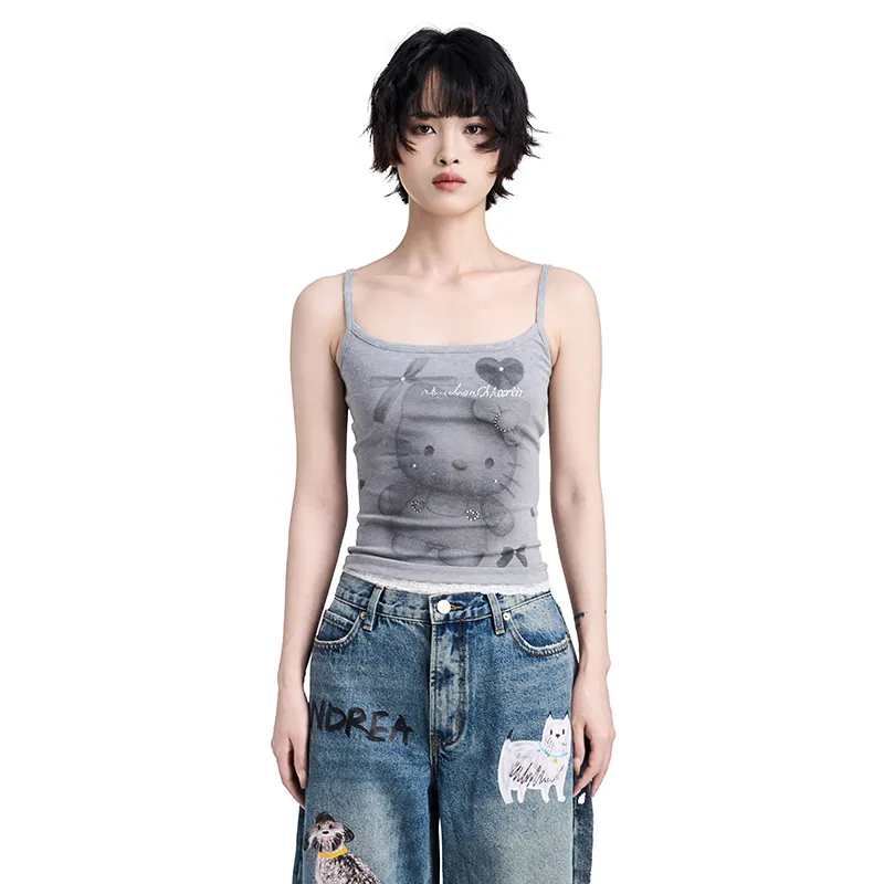 ANDREA MARTIN Tank Tops Women's Gray-2