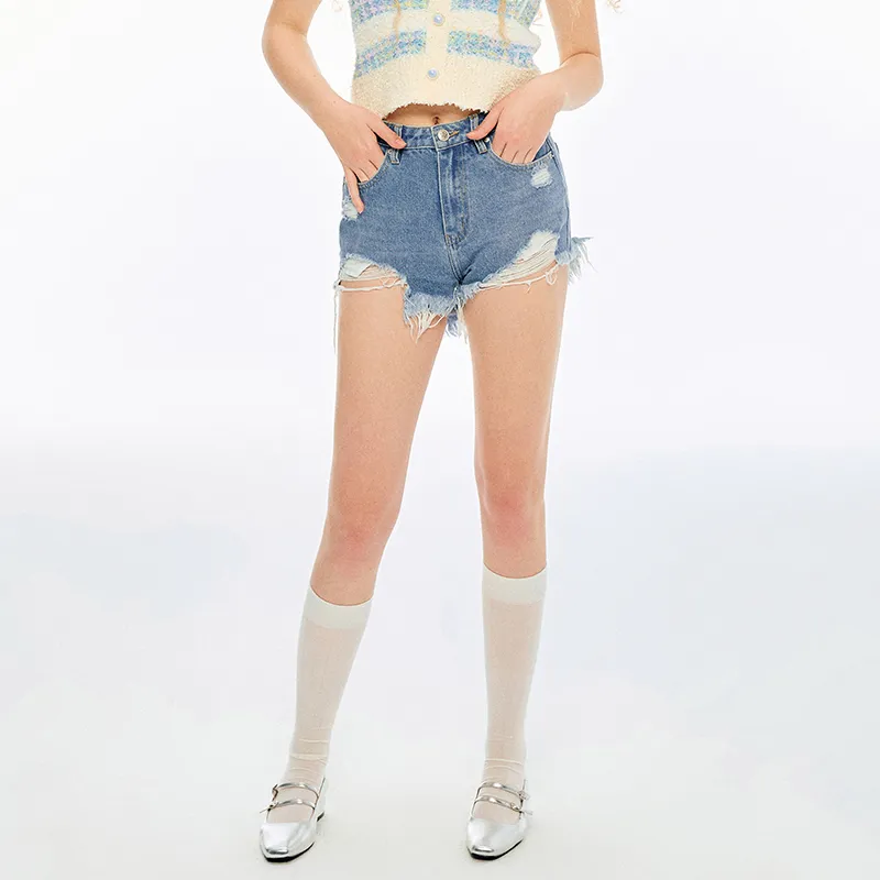 ANDREA MARTIN Denim Shorts Women's Blue-4