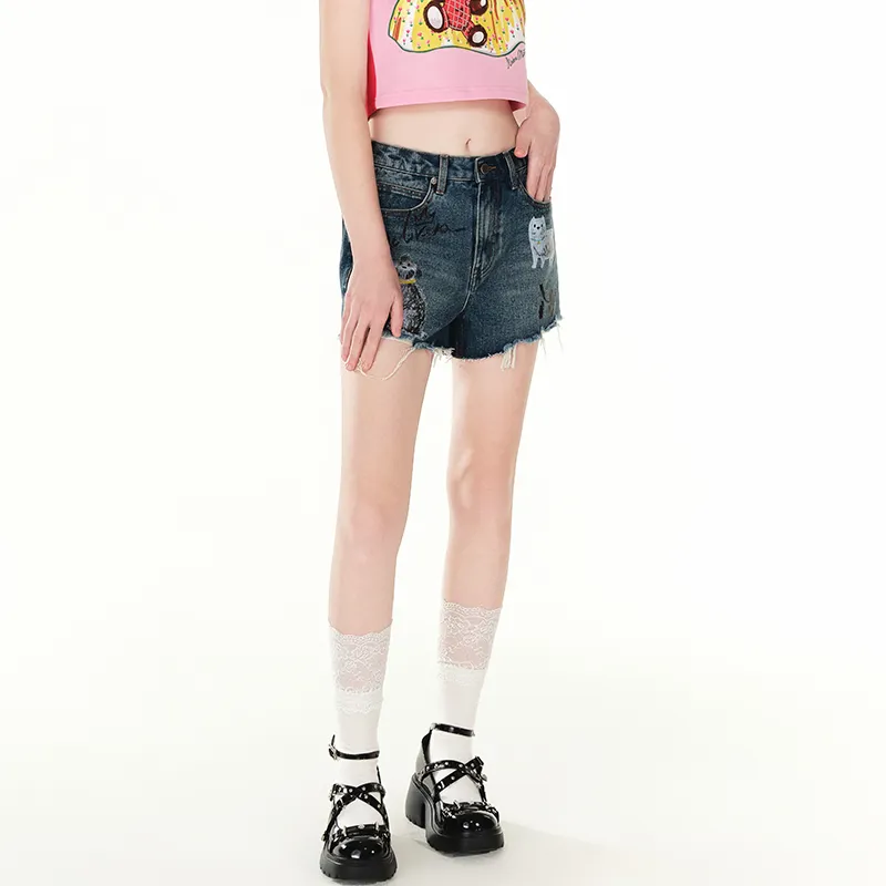ANDREA MARTIN Denim Shorts Women's Blue-4