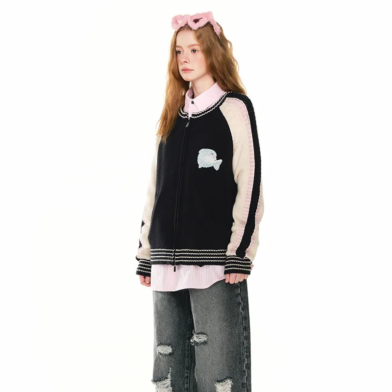 ANDREA MARTIN Faux Fur Knit Cardigan Women's-3