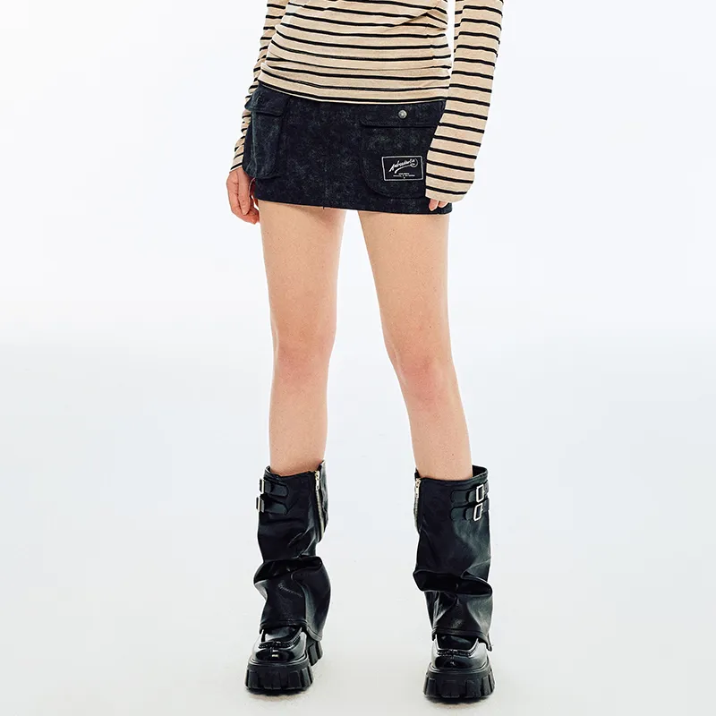 ANDREA MARTIN Cargo Short Skirts Women's Black-5