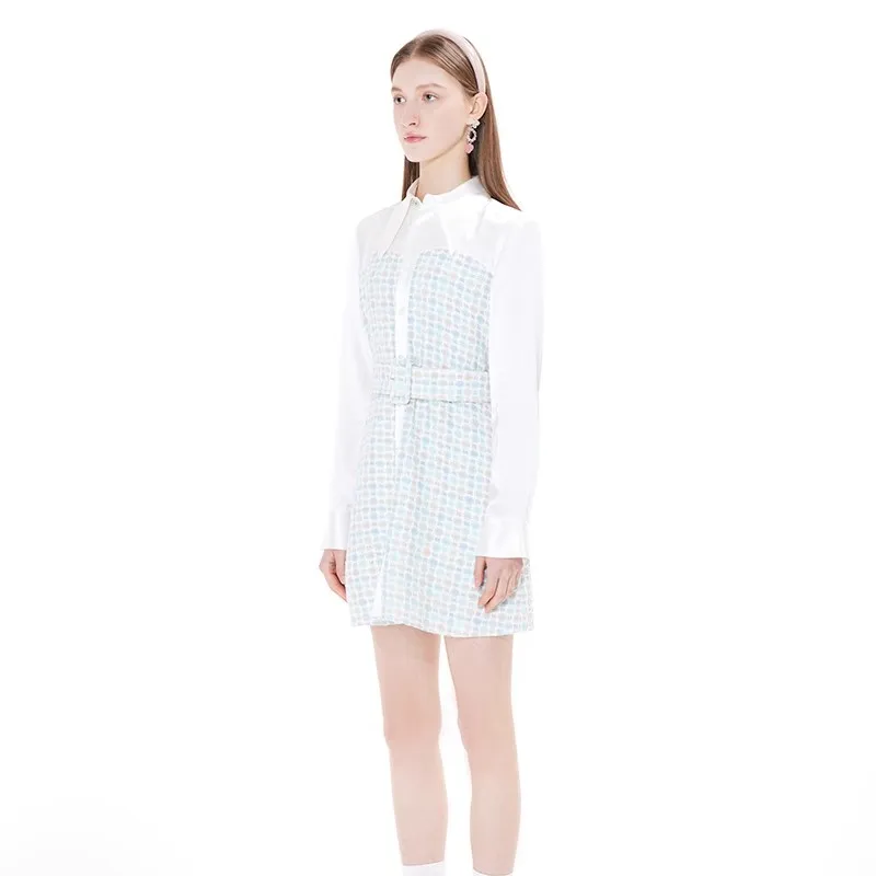 ANDREA MARTIN Long Sleeved Dress Women's Blue White-3