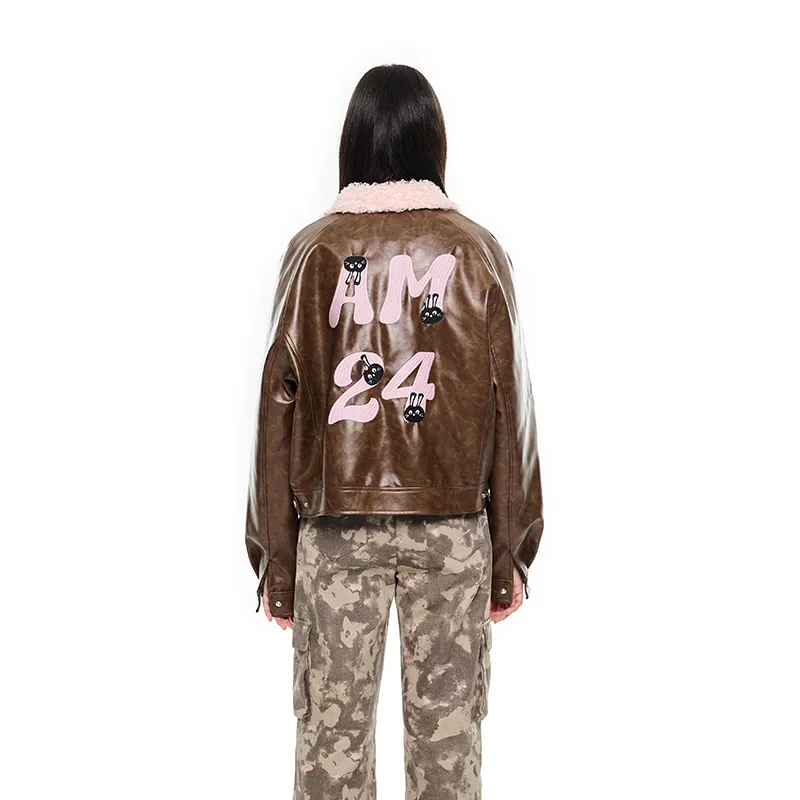 ANDREA MARTIN Leather Jacket Women's Brown-1