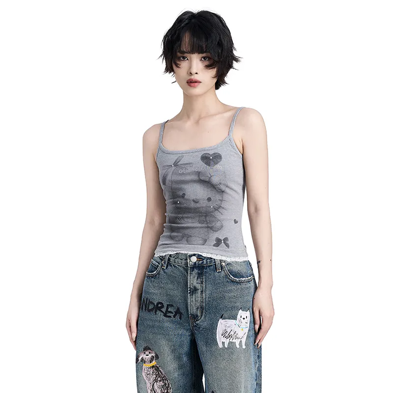 ANDREA MARTIN Tank Tops Women's Gray-4