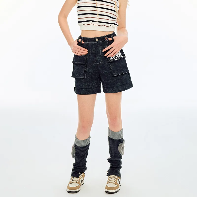 ANDREA MARTIN Denim Shorts Women's Black-4