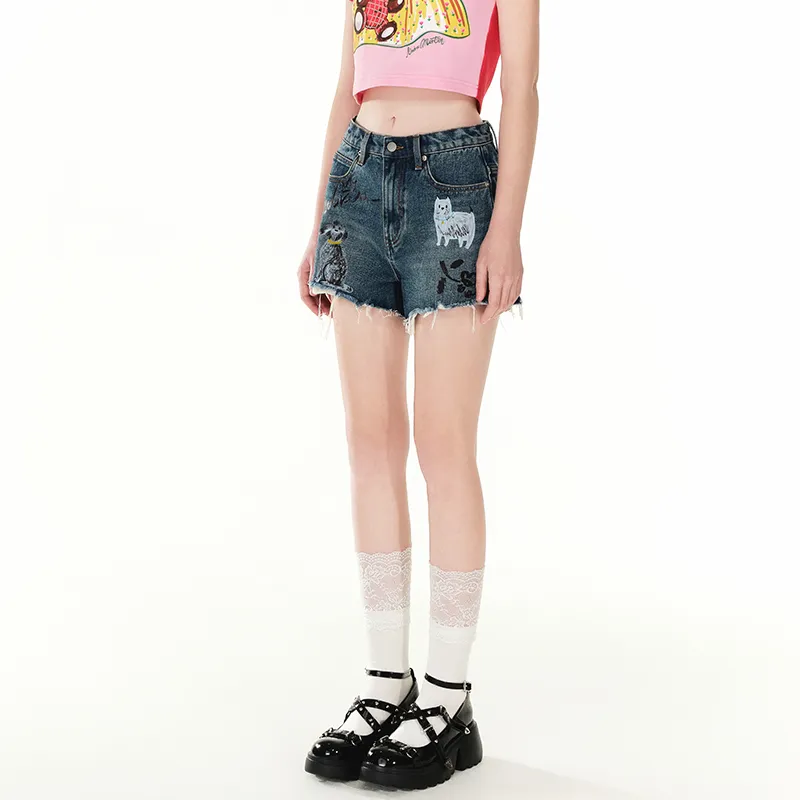 ANDREA MARTIN Denim Shorts Women's Blue-3