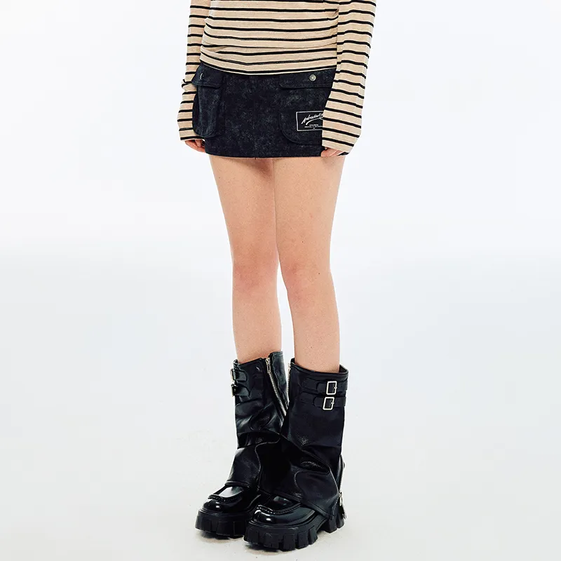ANDREA MARTIN Cargo Short Skirts Women's Black-4