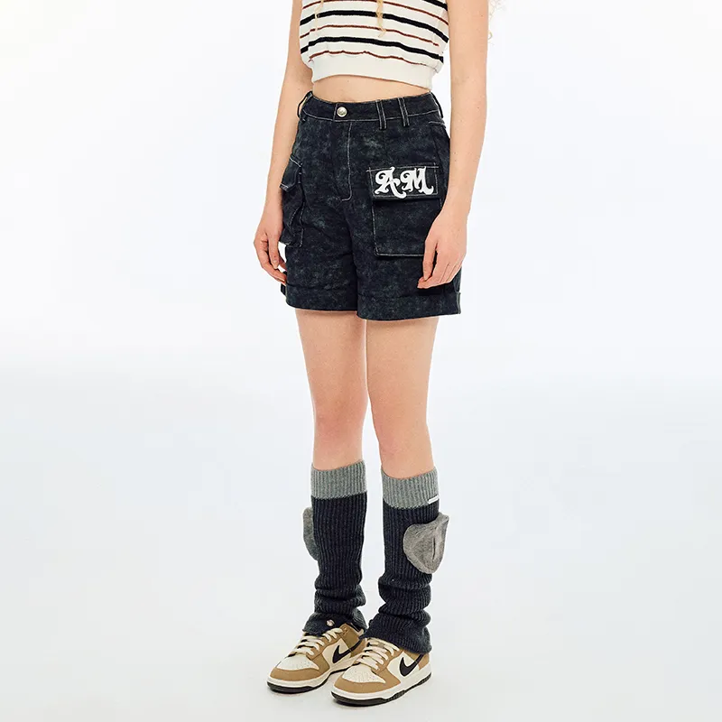 ANDREA MARTIN Denim Shorts Women's Black-3