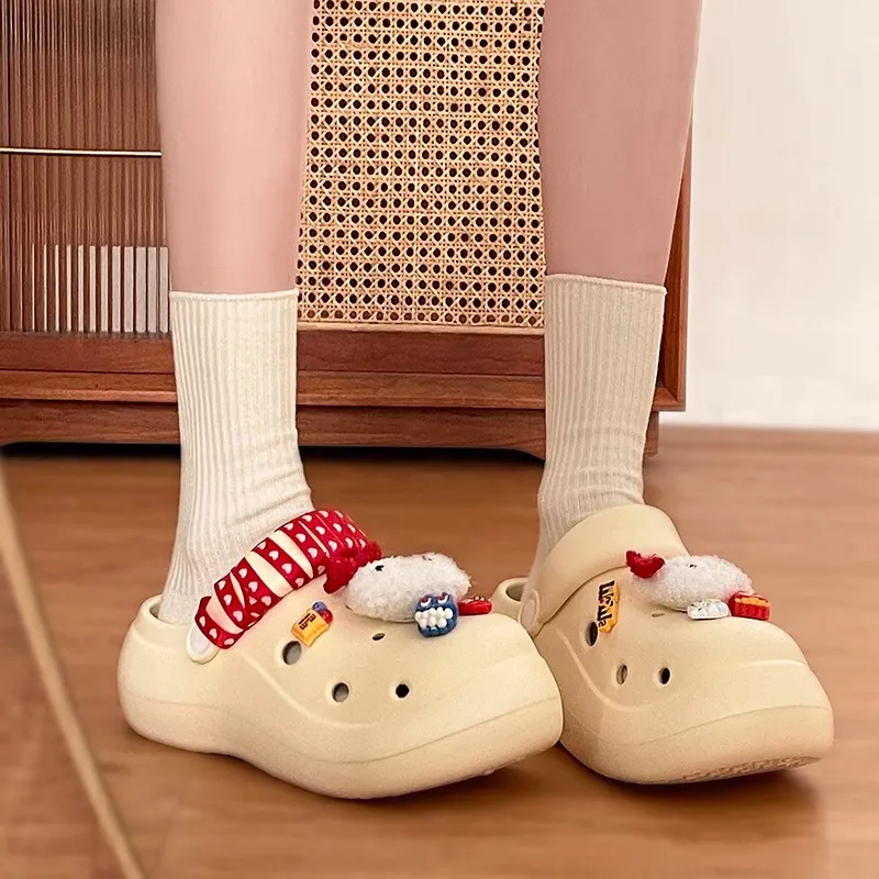 TLIT Cute Cartoon Squashy And Bouncy Feeling Soft Sole Clogs For Women's, Platform Slip Resistant Closed Toe Home Shoes-3