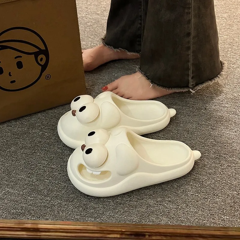 TLIT Cartoon Big Eyed Dog Slippers Summer Home Indoor Cartoon Closed Toe Clogs Platform-4