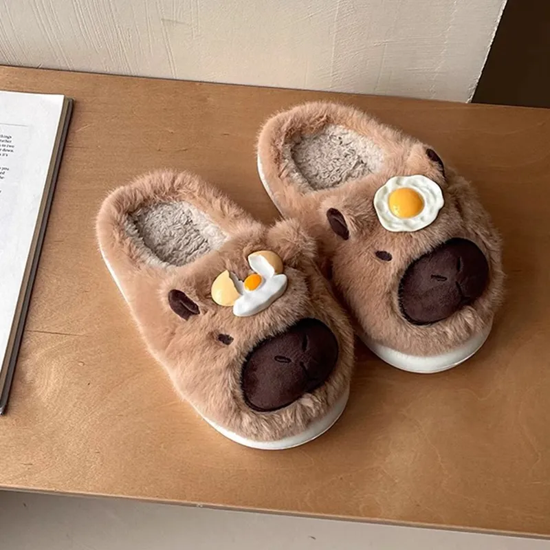 Meter Ugly Cute Bear Closed Toe Slippers For Women's Fall And Winter Comfortable Soft Sole Thickened Warm Home Slippers-3