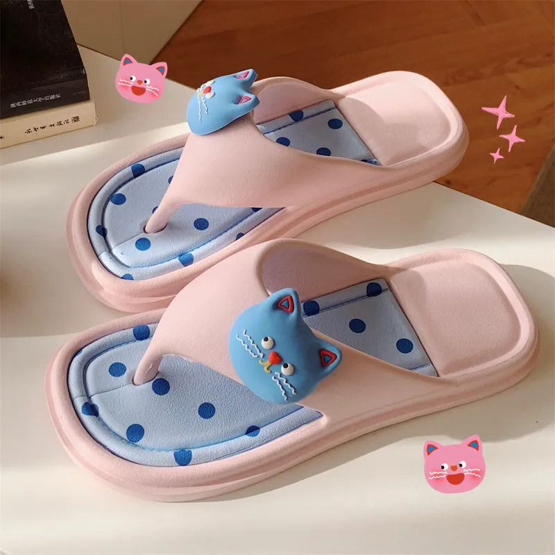 Meter Ins Cute Polka Dot Cat EVA Soft Sole, Summer Women's EVA Flip Flops-4