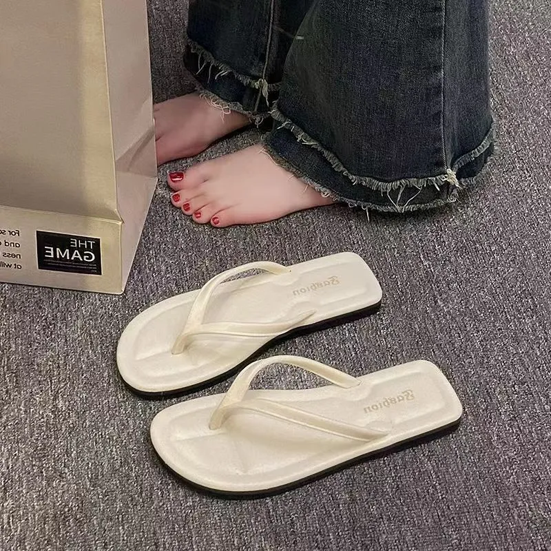 Meter Minimalist Style Comfortable Flip Flops, Summer Ankle Strap Slippers, Versatile Flat Toe Slipper-1
