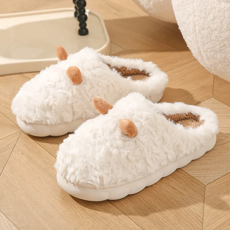 Meter Fleece Slippers For Women's Fall And Winter Home Indoor Use Warm Slip Resistant Plush Cotton Slipper-6