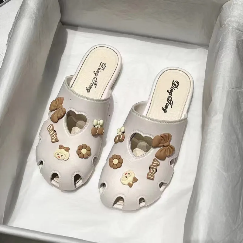 Meter Half Covered Slippers Summer Anti Collision Home Slip Resistant Soft Sole Students Cartoon Lazy Mules Shoes-7