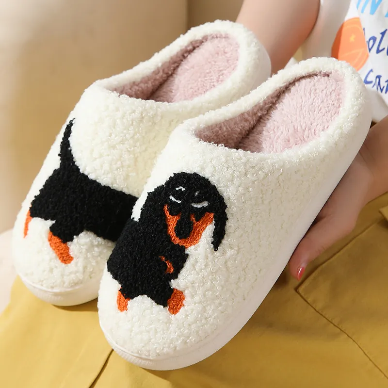 Meter Fall And Winter Women's Cute Cartoon Dog Cotton Slippers Home Indoor Slip Resistant Cotton Slipper Shoes-1