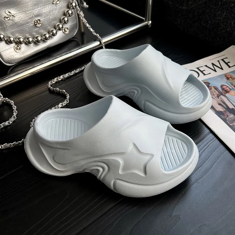 Meter Fashion Trend Spring Summer Minimalist Style Stars Fashion Eva Home Platform Slippers Slide on Slippers-7