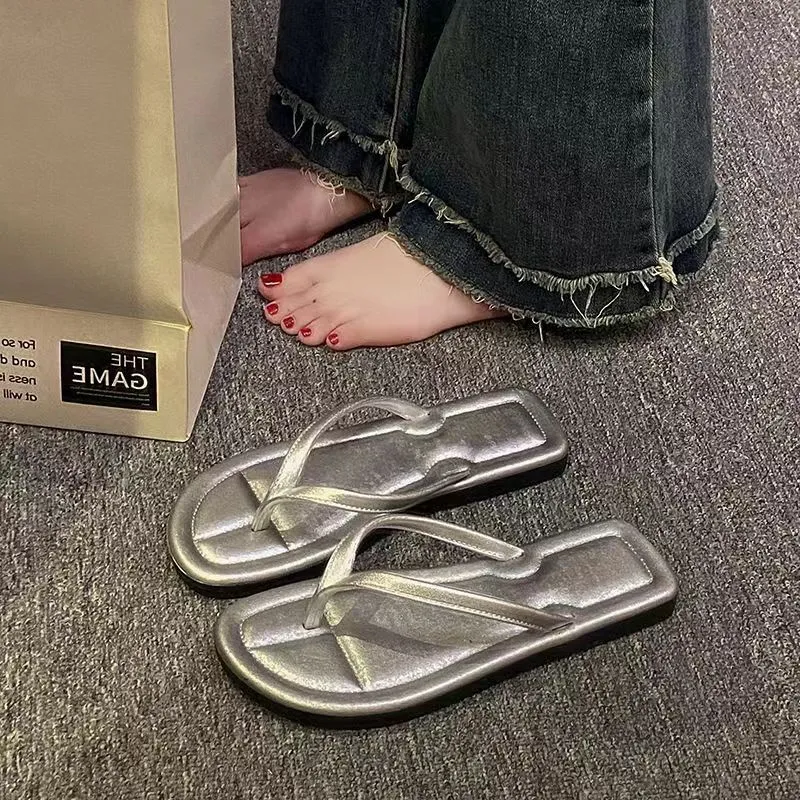 Meter Minimalist Style Comfortable Flip Flops, Summer Ankle Strap Slippers, Versatile Flat Toe Slipper-5