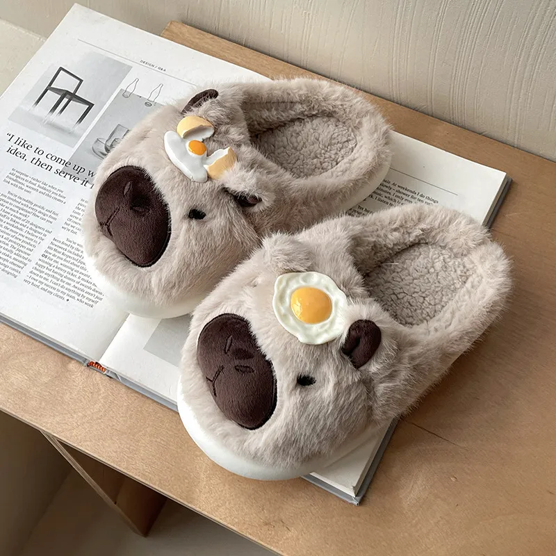 Meter Ugly Cute Bear Closed Toe Slippers For Women's Fall And Winter Comfortable Soft Sole Thickened Warm Home Slippers-6